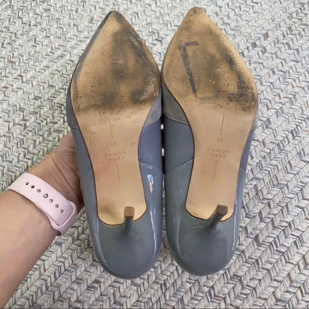 Zara Woman gray mixed media pumps size 37